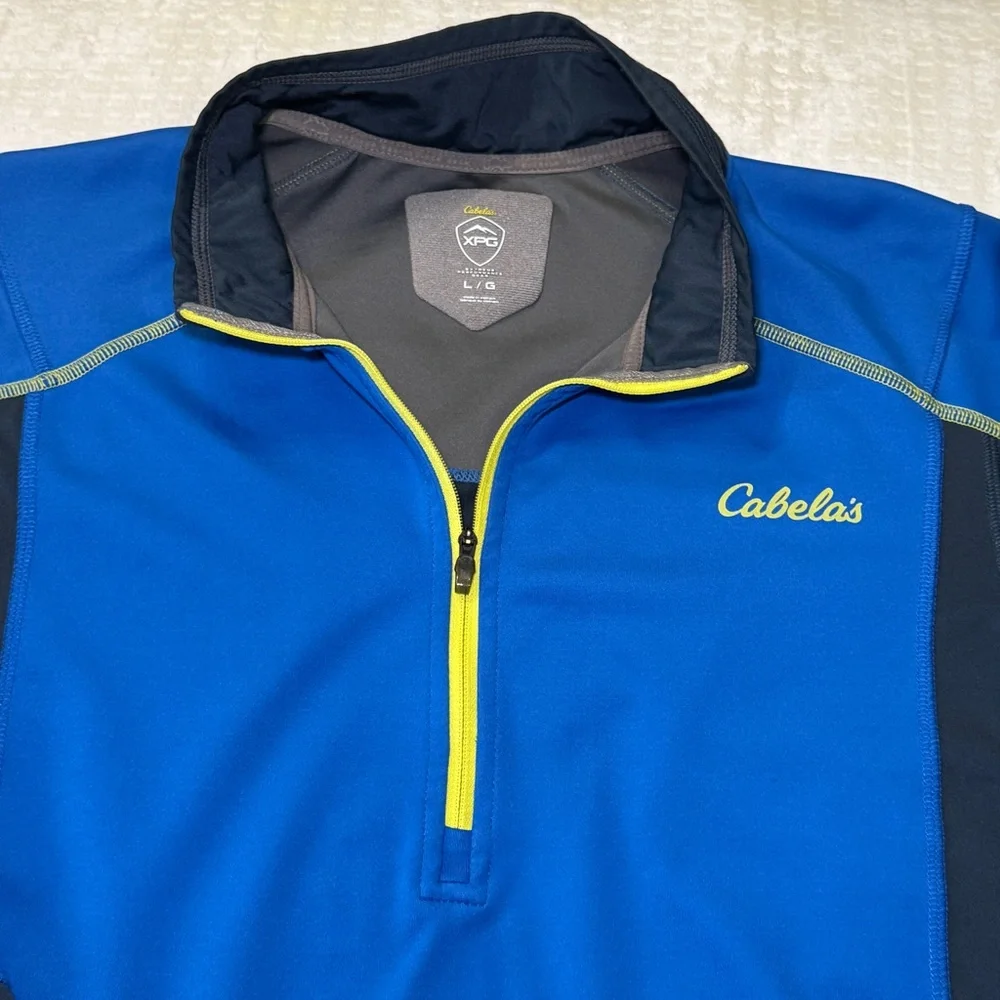 Cabelas‎ XPG Windstopper Mens Large Blue Quarter Zip Performance Pullover Top